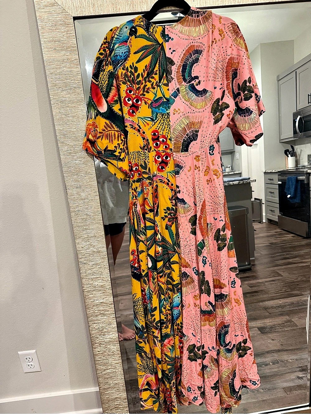 FARM Rio Birds In The Wild Wrap Maxi Dress Pink & Yellow XS
